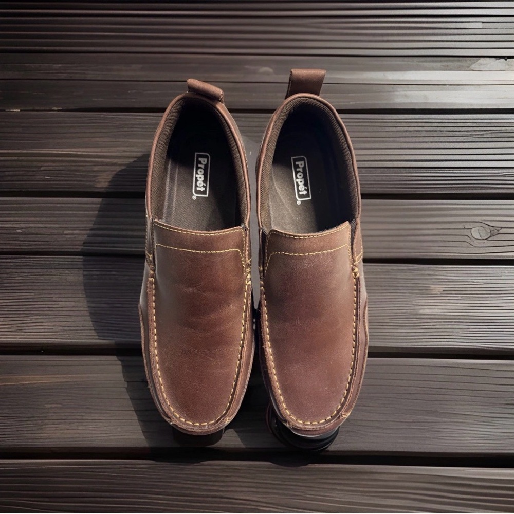 Propét Preston Leather Loafer Boat Shoe Comfort Orthopedic Casual Slip On Men 13